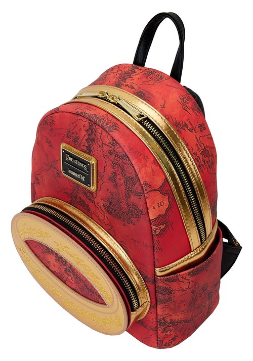 Loungefly WB Lord of The Rings The One Ring Mini Backpack | Red Map of Middle Earth Adult Fashion Bag Standard