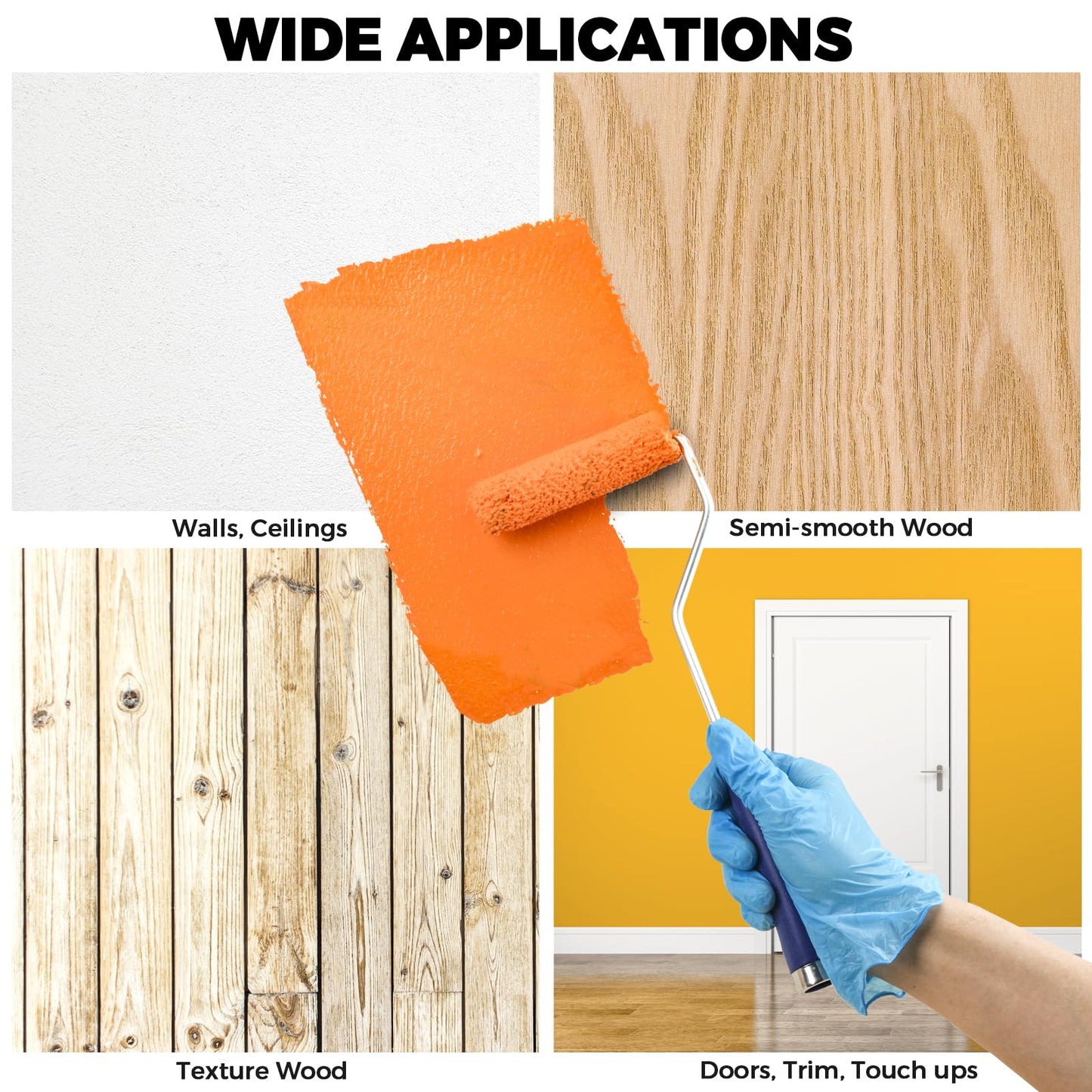 PinStone 4 Inch Microfiber Paint Roller Covers, 1/3" Nap, 60 Pack, Use with All Paints and Stains, Small Paint Roller Naps, Mini Rollers for Walls, House Painting Supplies