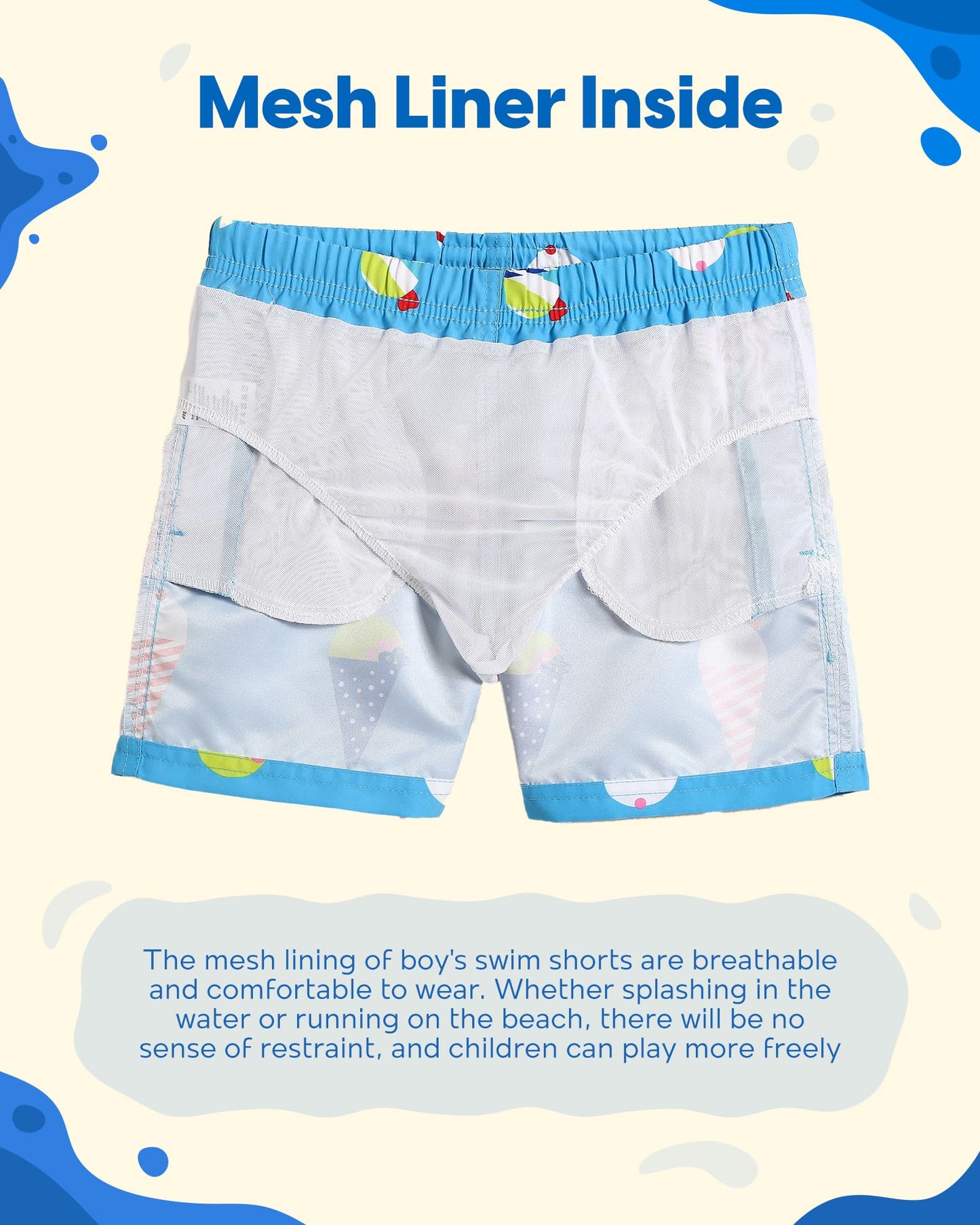 maamgic Boys Swim Trunks Toddler Swim Shorts Little Boys Bathing Suit Swimsuit Toddler Boy Swimwear,Ice-Lake Blue,14 T