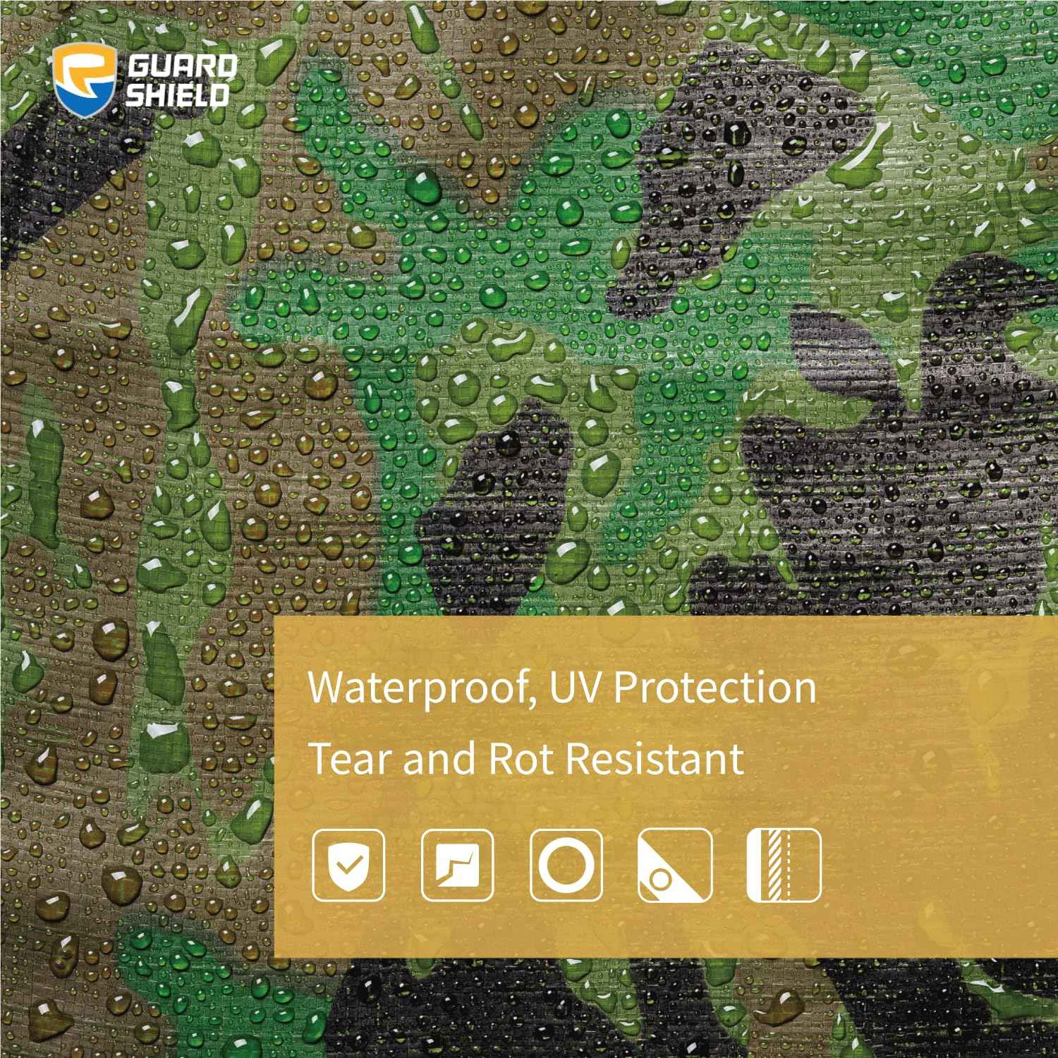 GUARD SHIELD Heavy Duty Camo Tarp Camouflage Tarps Waterproof 8x10 Feet Poly Cover 10mil
