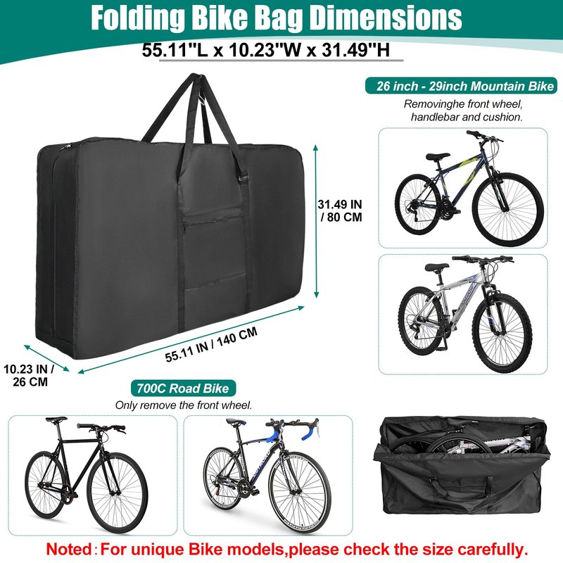 Bike Travel Bag Airplane for 26 inch to 29 inch Mountain Bicycle,Heavy Duty 840D MTB Bicycle Box Case with Strong Webbing for Air Travel Flights Waterproof,Bicycle Outdoor Storage Bag with Carry Bag