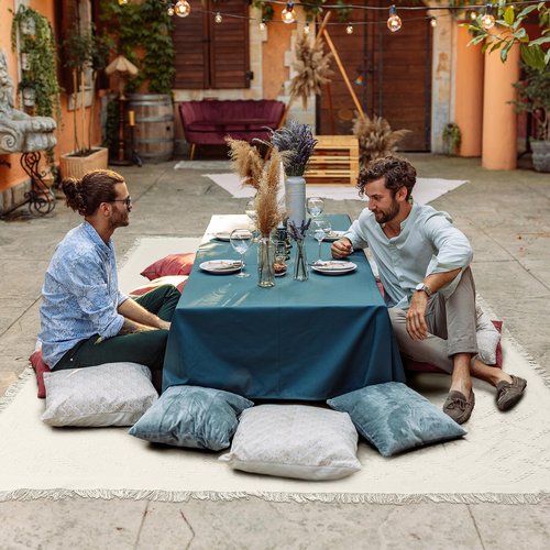 Hahafelt Extra Large Outdoor Picnic Blanket Oversize Beach Woven Cotton Yarn Blanket with Fringe Machine Washable Sandproof Portable for Spring Summer Camping Beach Park (Beige)