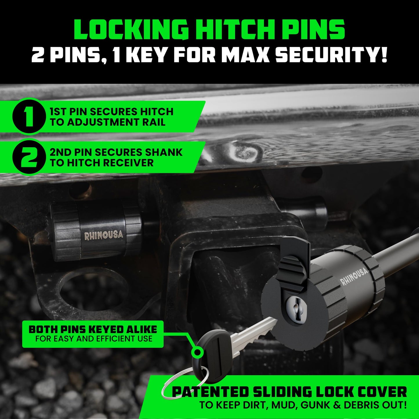 Rhino USA Adjustable Trailer Hitch (2in Receiver) - 6in Drop/Rise