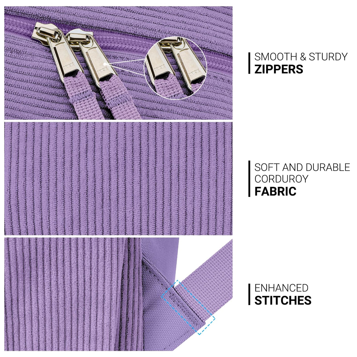 ZORFIN 26L Backpack for College, and Travel: Corduroy Bookbag - Deep Purple