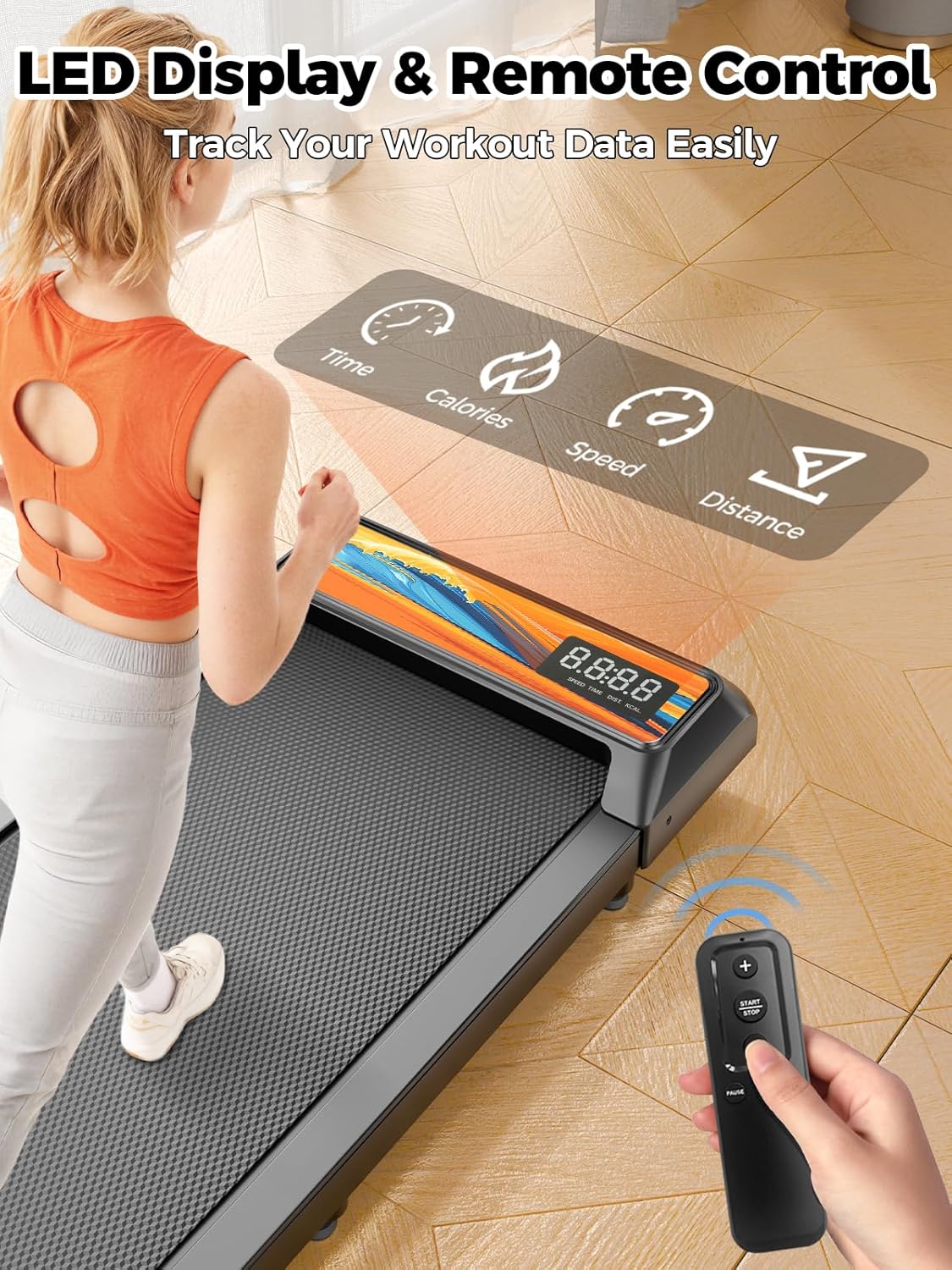 Skiennix Walking Pad Treadmill - 10% Incline for Enhanced Home Workouts