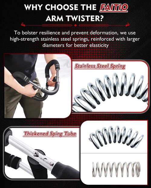 Twister Arm Exerciser for Men - Adjustable Spring Bar for Upper Body & Arm Workouts - Build Chest, Shoulders, Triceps & Forearm Strength Home Gym Strength Trainer Blaster (60-90lbs Resistance)