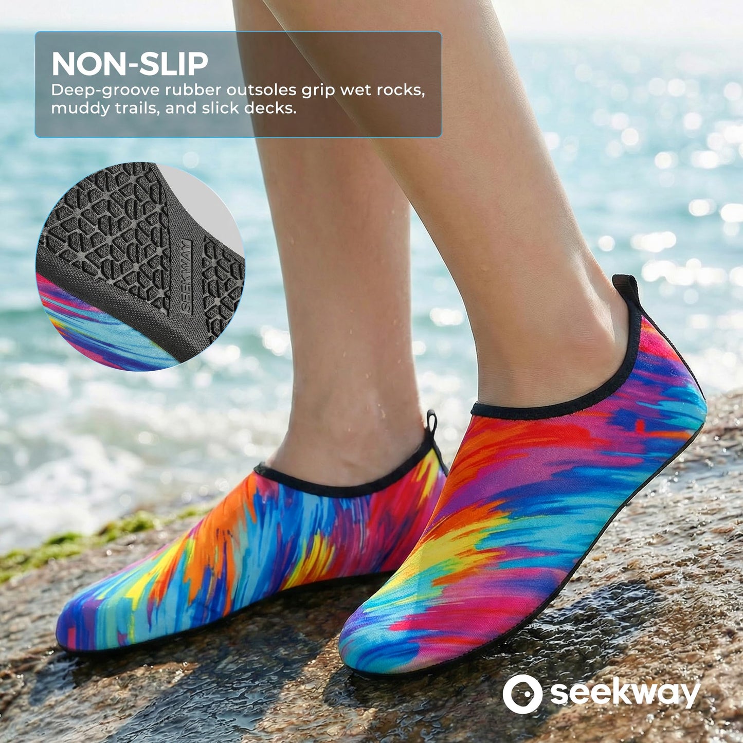 SEEKWAY Water Shoes Barefoot Aqua Socks Quick-Dry Non Slip Shoes for Beach Swim Pool River Boating Surf Women Men Bird SK002(U)