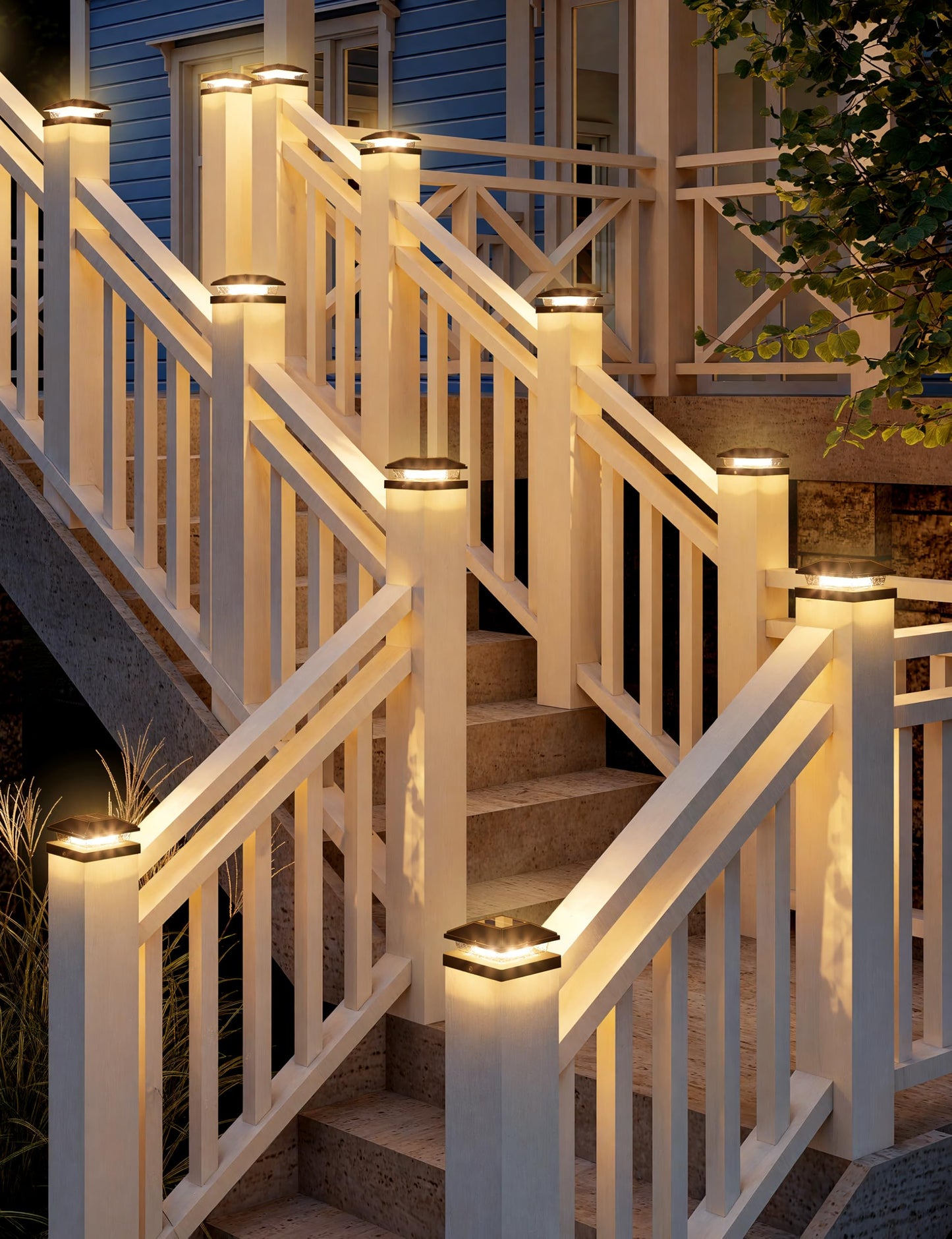 VOLISUN 4x4 Solar Fence - Post Cap Lights 16pack Outdoor Waterproof, Black Deck Post Cap Light with Warm White,for 4x4 Wooden/4x4 Vinyl