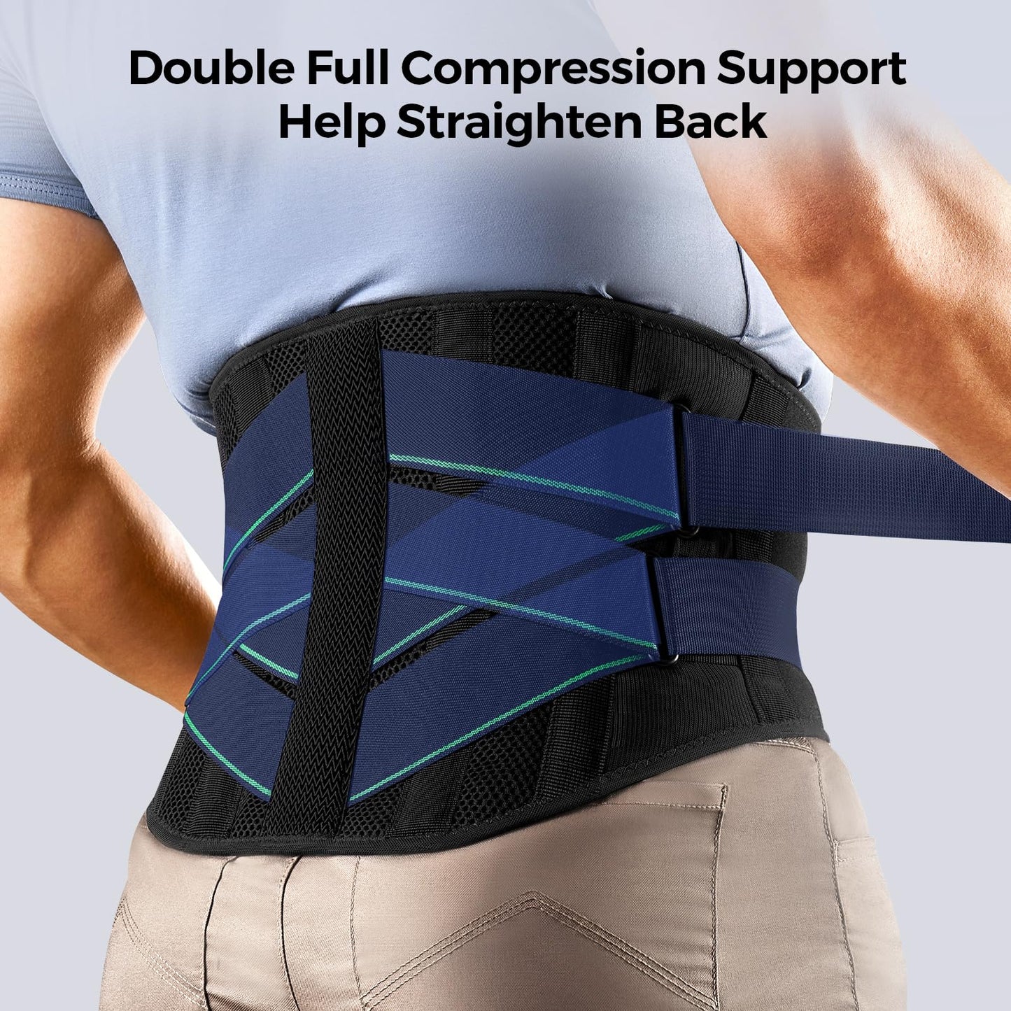 FREETOO Back Brace for Men Lower Back Pain with 7 Metal Stays, for Sciatica, Herniated Disc, Scoliosis and More Pain Relief! Breathable Back Support Belt for Women Work with Soft Pad, Lightweight