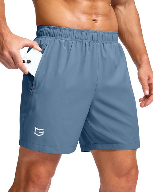 G Gradual Men's Athletic Running Shorts - Quick Dry Workout Gym Shorts with Zipper Pockets | 7"/5"/9" Sizes