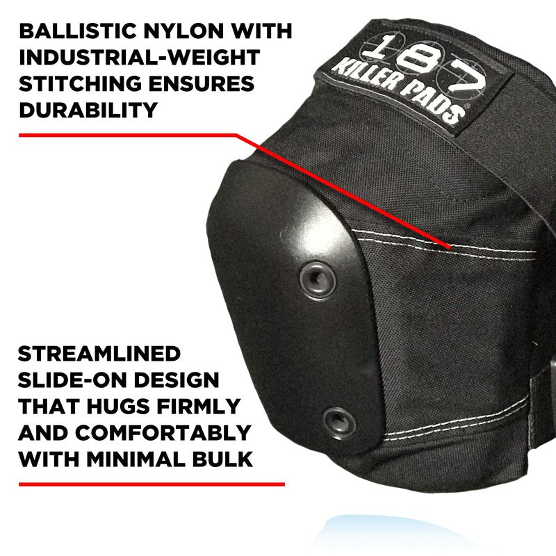 187 Killer Pads Slim Knee Pad, Black, Large