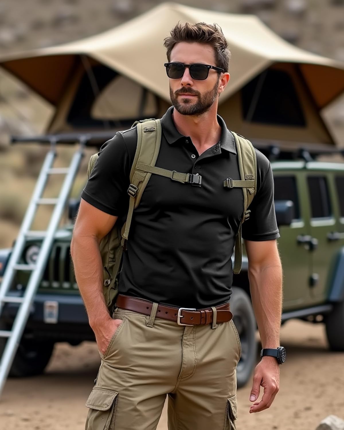 NY Threads Men's Polo Shirt - UPF 50+ Quick-Dry Tactical Golf Jersey | Short Sleeves, Pique Fabric