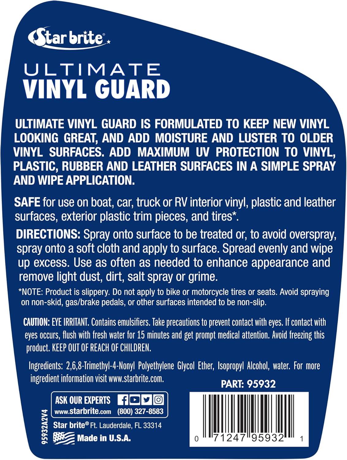 Star Brite Ultimate Vinyl Guard - Spray-On Protection & Shine - Prevents Fading & Cracking - 32 Oz