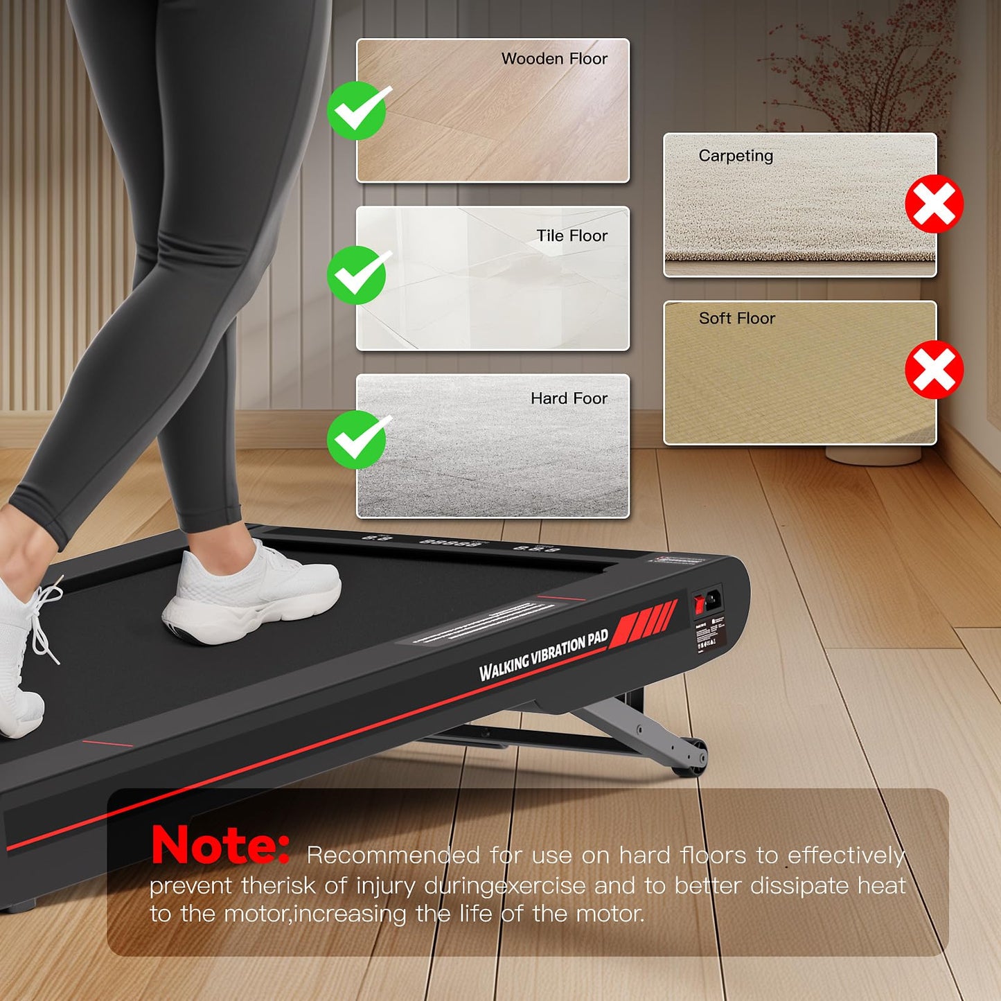 Sperax Walking Vibration Pad with Manual Incline,4-in-1 Under Desk Treadmill with APP Vibration Machine, Suitable for Home and Office use