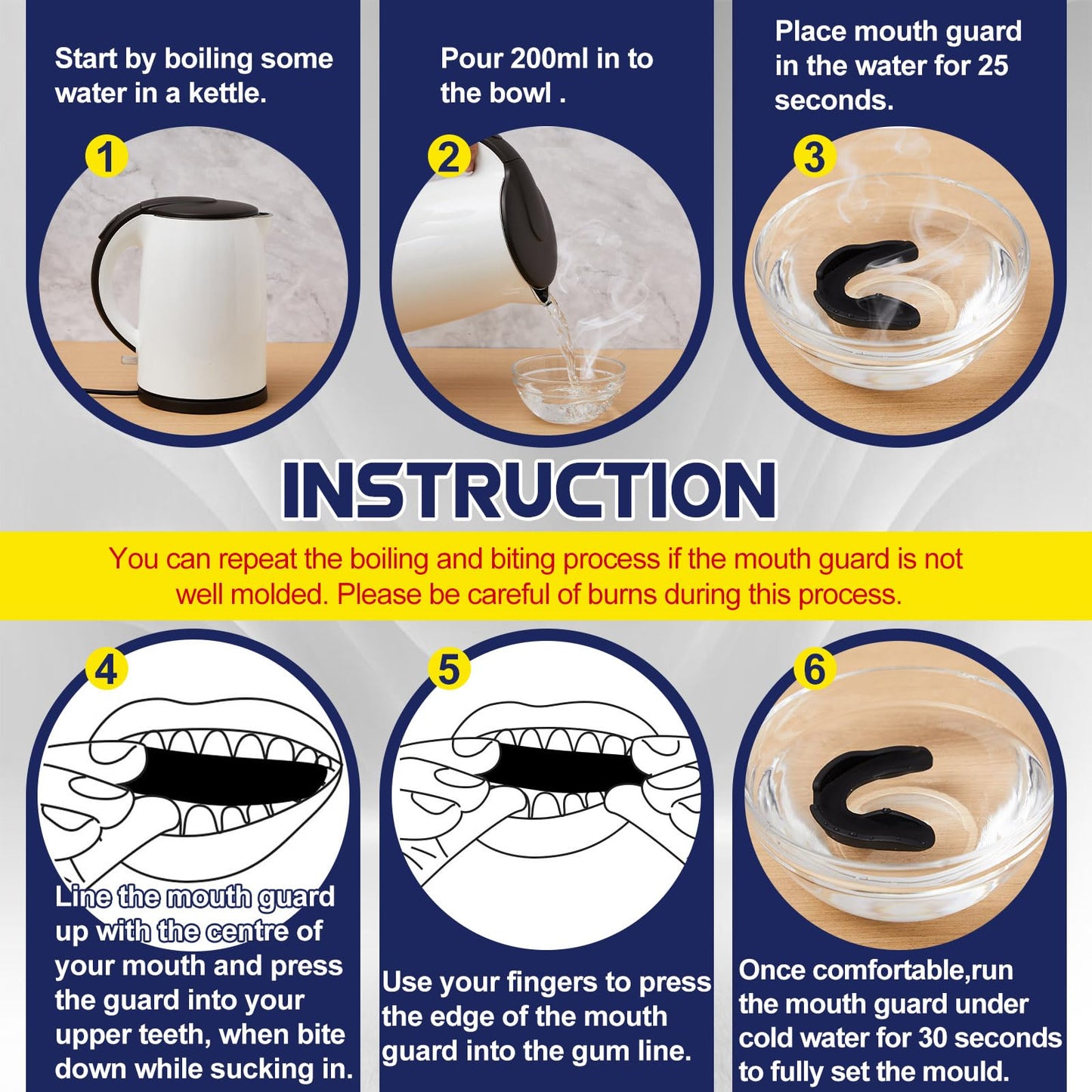 BBTO 10 Pack Sports Mouth Guard, Moldable Breathable Mouthguard with Perforation for Men Women Adult Team Sports(Black)