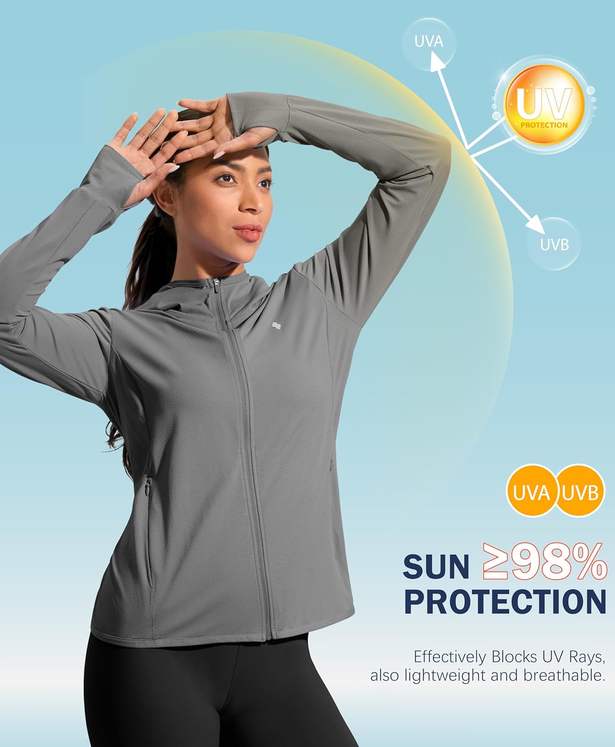 Soothfeel Women's UPF 50+ Sun Protection Hoodie - Lightweight Long Sleeve Jacket with Pocket for Outdoor Activities
