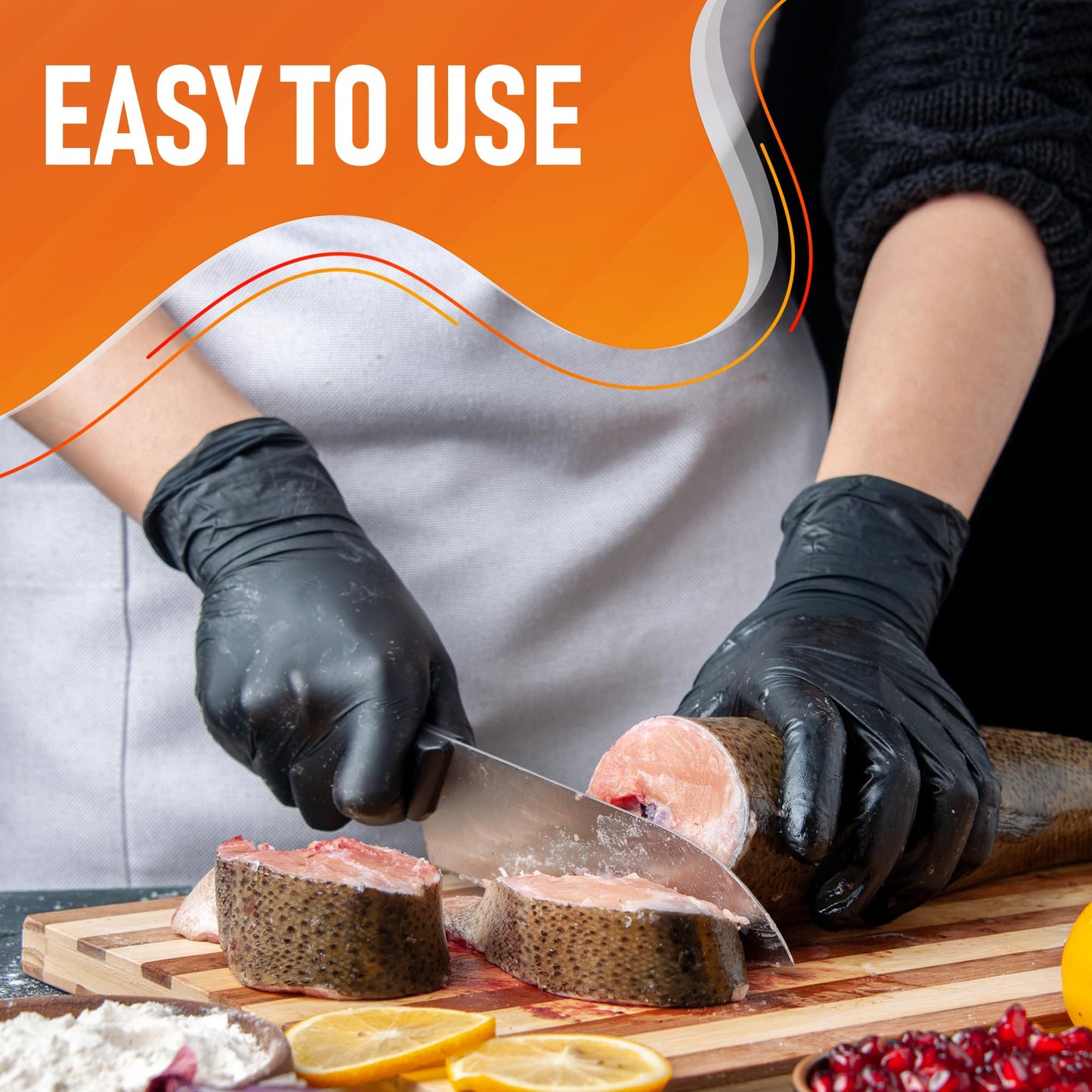 GEARHEADS Black Nitrile Disposable Gloves - 5 Mil Thickness, Chemical, and Food Safe, Latex-Free, Powder-Free, Textured Fingertips, Ideal for Mechanics, Cleaning, Food Prep (Large (Pack of 100))