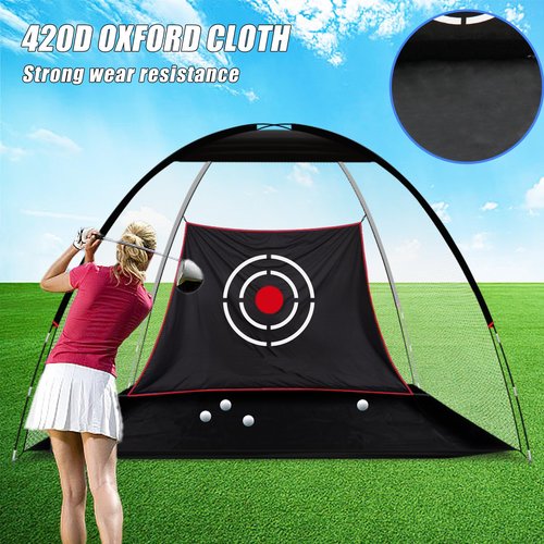 ANDGOAL Golf Net for Backyard Driving Range: 10x6x6.5ft Heavy Duty Nylon Practice Set with Mat - Stable Iron Base Chipping Hitting Target Indoor Outdoor
