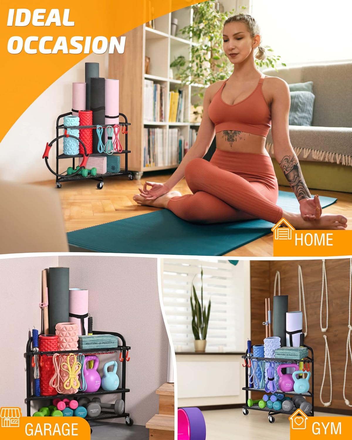 PLKOW Dumbbell Weight Rack - Home Gym Storage Solution for Dumbbells & Yoga Mats | Durable Design