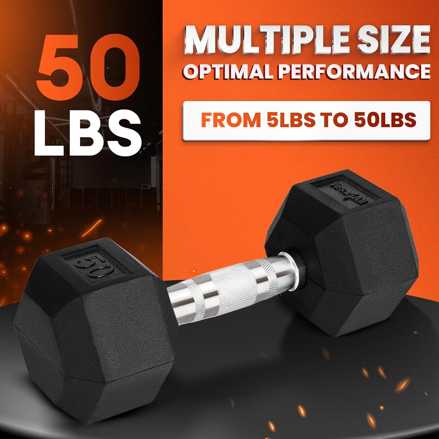 Yes4All Chrome Grip Hex Dumbbells - Anti-Slip Hand Weights 5-50 LBS | Perfect for Home Workouts