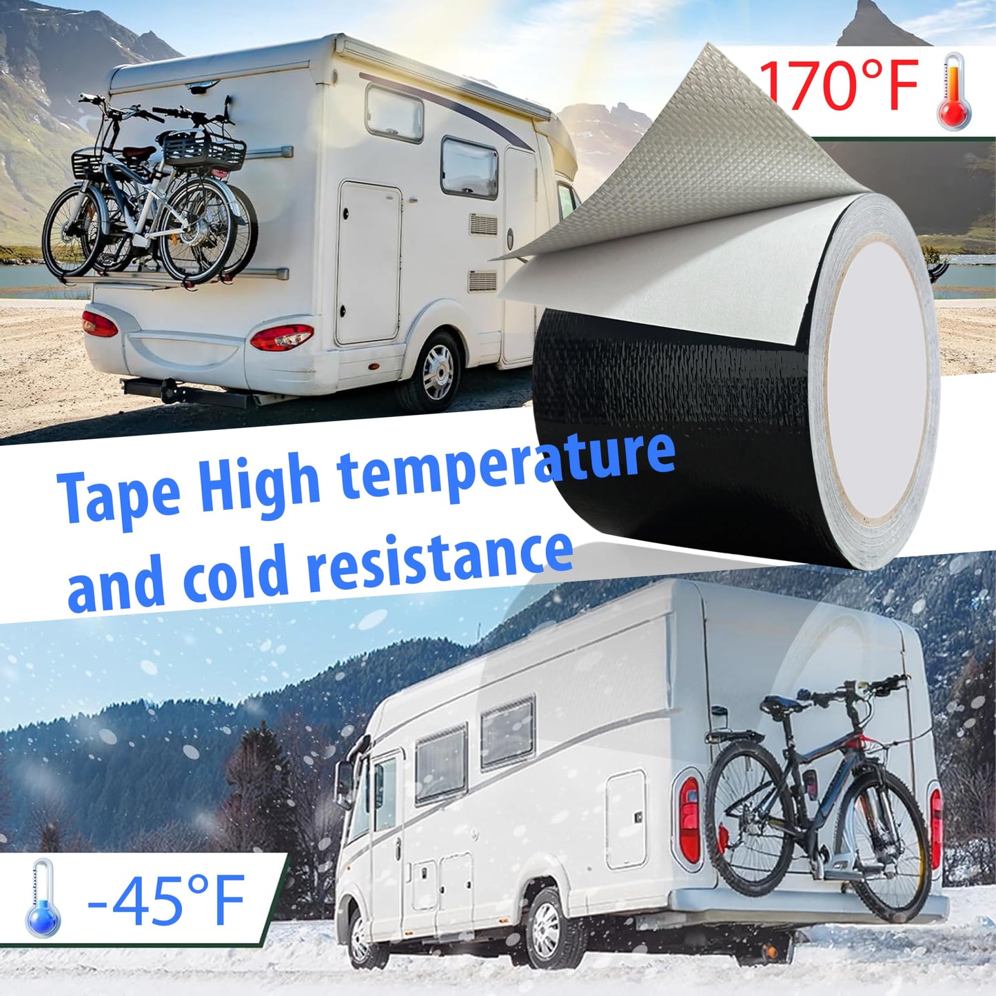 MCOTOP WaterproofRepair Tape for Fabric, 3.1IN x24.6FT, Heavy Duty Outdoor Repair Tape, for RV Roof, Tarp, Tent, Sail and Boat Cover Outdoor Repair Patch, Multipurpose Awning Repair Tape (Black)