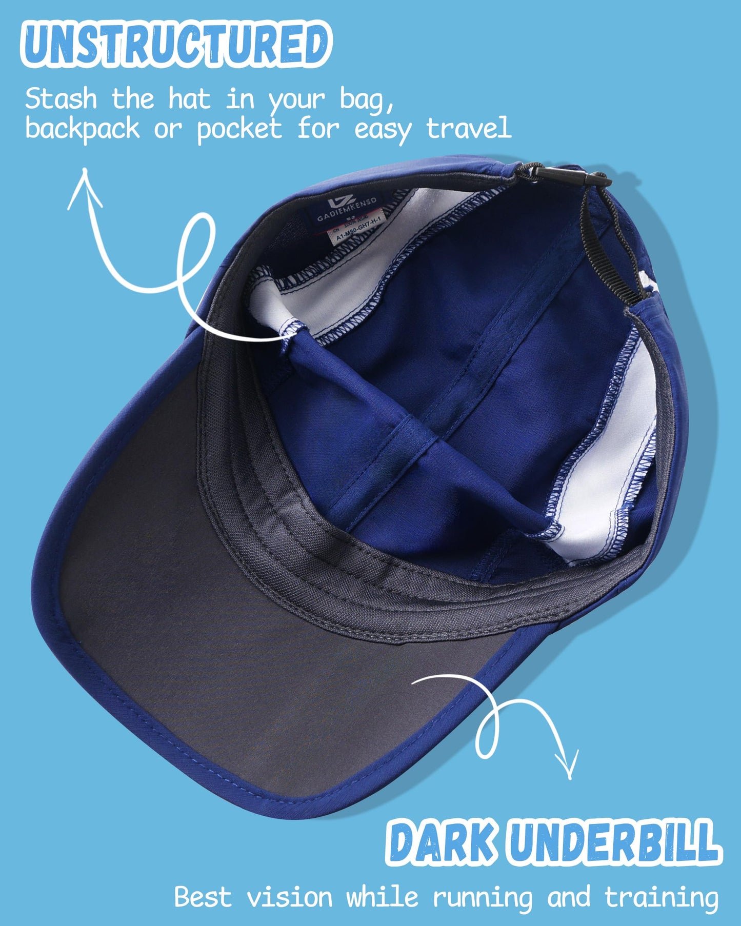 GADIEMKENSD Kids Hat, Foldable Toddler Baseball Cap, UPF50+ Sun Protection, Lightweight and Breathable, Quick Drying and Cool, Suitable for Boys or Girls 4-9T Blue