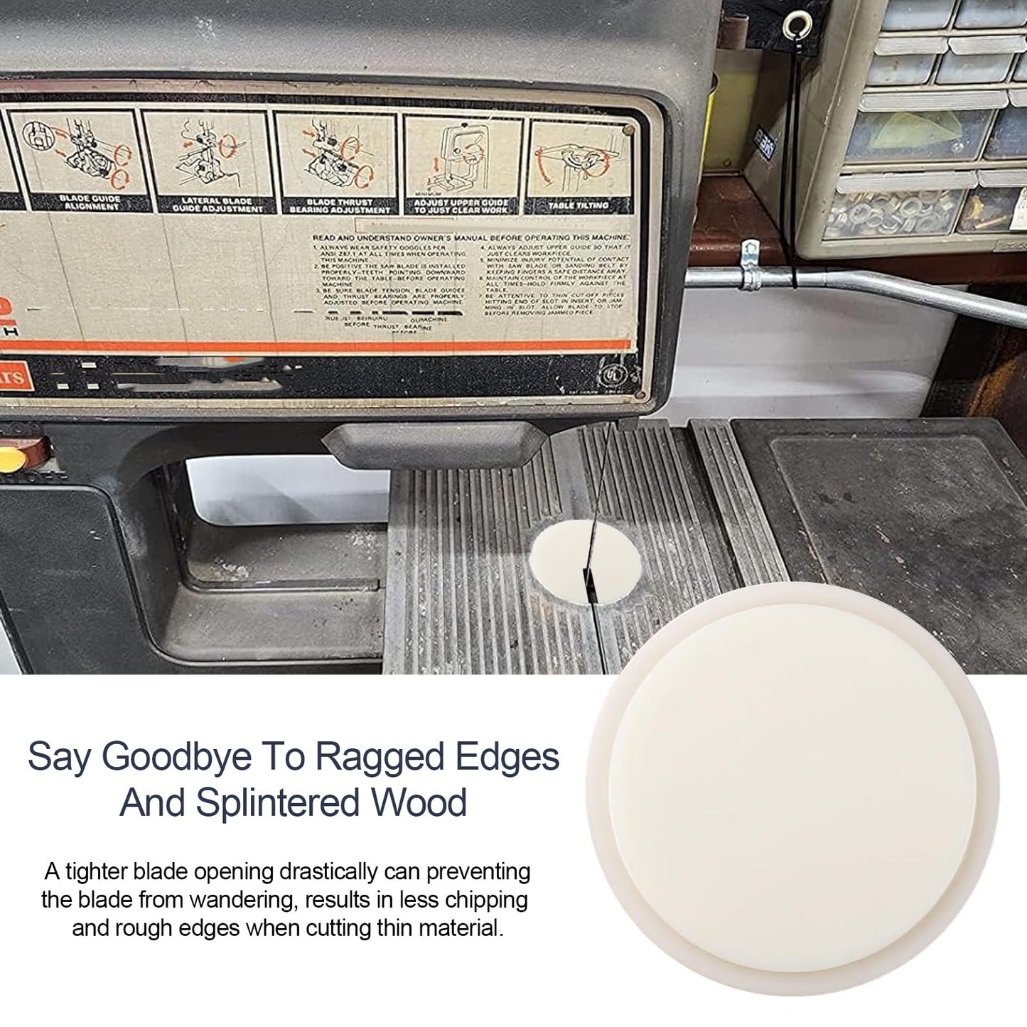 Zero Clearance Band Saw Table Insert Fit for Most Delta Bandsaw,Shopsmith and Many Other Brands,Bandsaw Stabilizer - Eliminate Tearout,Enhance Safety & Precision-4PACK