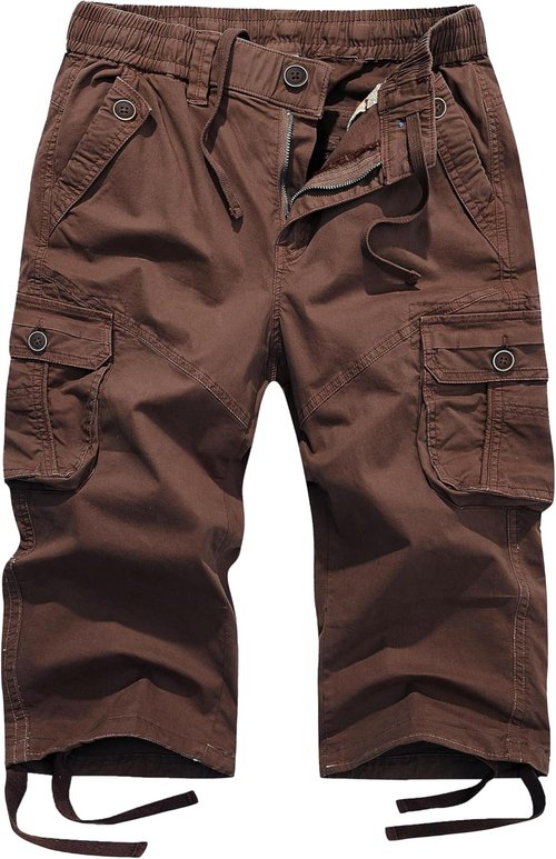 FOURSTEEDS Women's Mid Rise Cotton Capri Hiking Shorts - Multi Pocket Cargo Design | Comfortable Fit