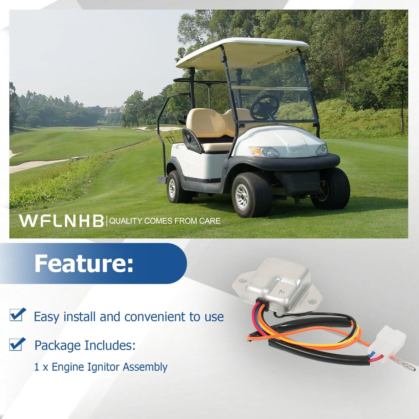 WFLNHB 19627-G1 Engine Ignitor Assembly 2 Cycle Replacement for EZGO 1981-1990 Golf Cart Models