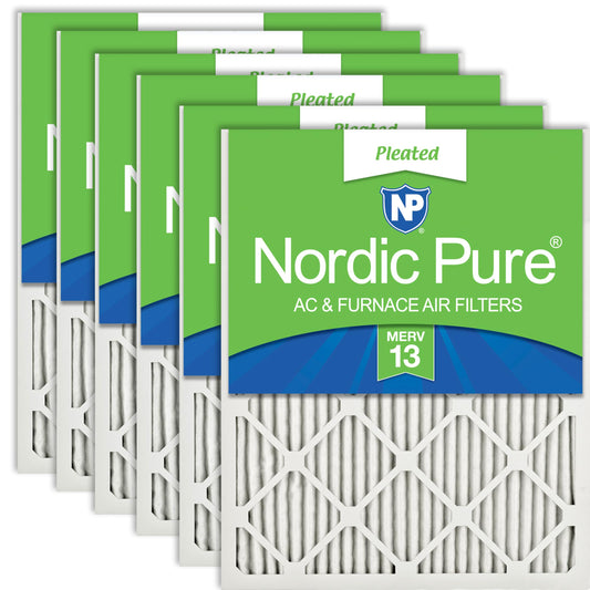 Nordic Pure 24x24x1 (23 3/8 x 23 3/8 x 3/4) Pleated MERV 13 Air Filters 6 Pack