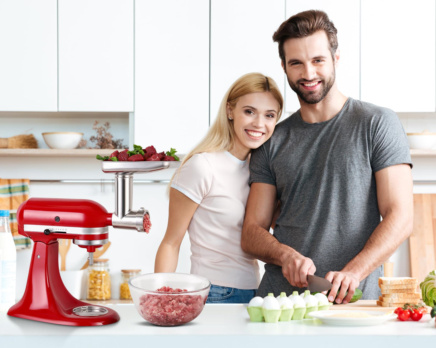 Stainless Steel Meat Grinder Attachments for KitchenAid Mixers, Metal Food Grinder, Sausage Stuffer, Dishwasher Safe Accessory Suitable for Kitchen Aid by Rafbar