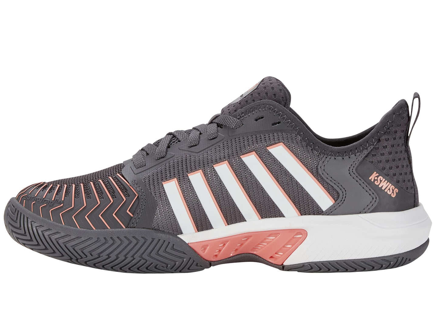 K-Swiss Women's Pickleball Supreme Shoe, Asphalt/White/Peach Amber, 7.5 M