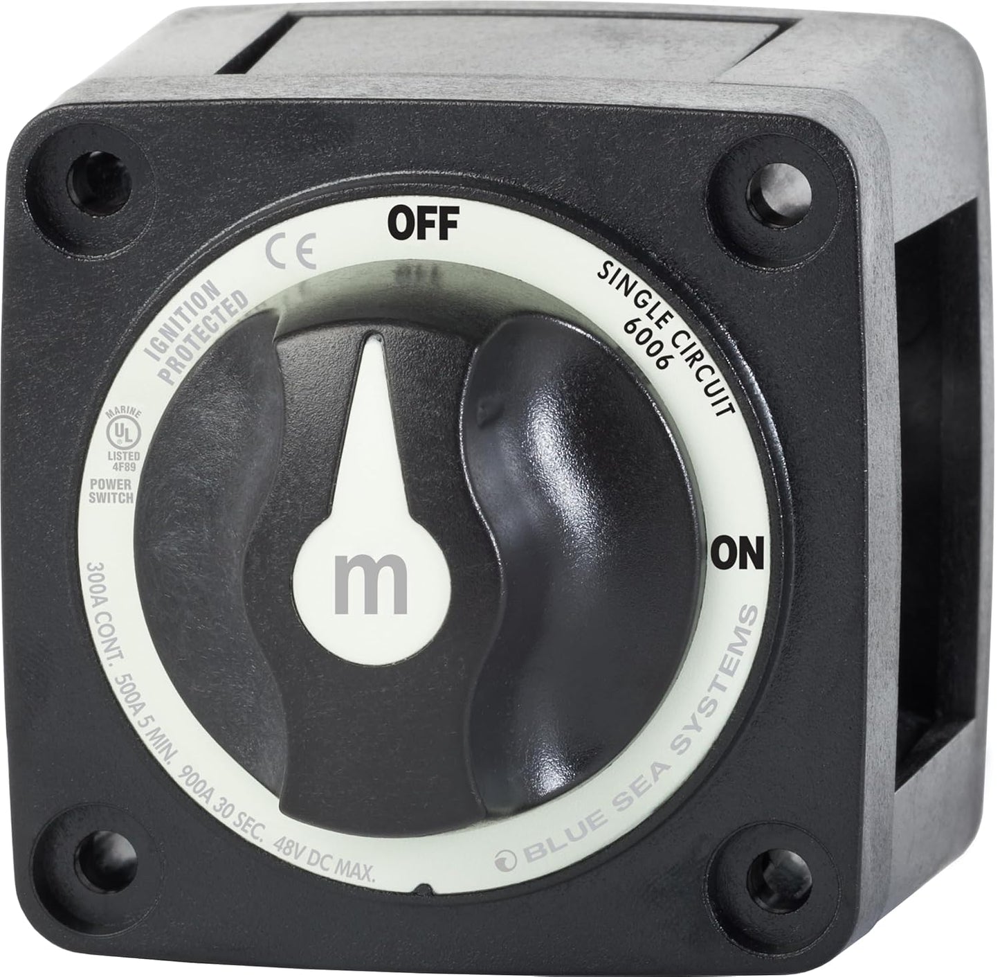 Blue Sea Systems On/Off Battery Switch - Durable Black Knob | 6006200 m-Series for Easy Control