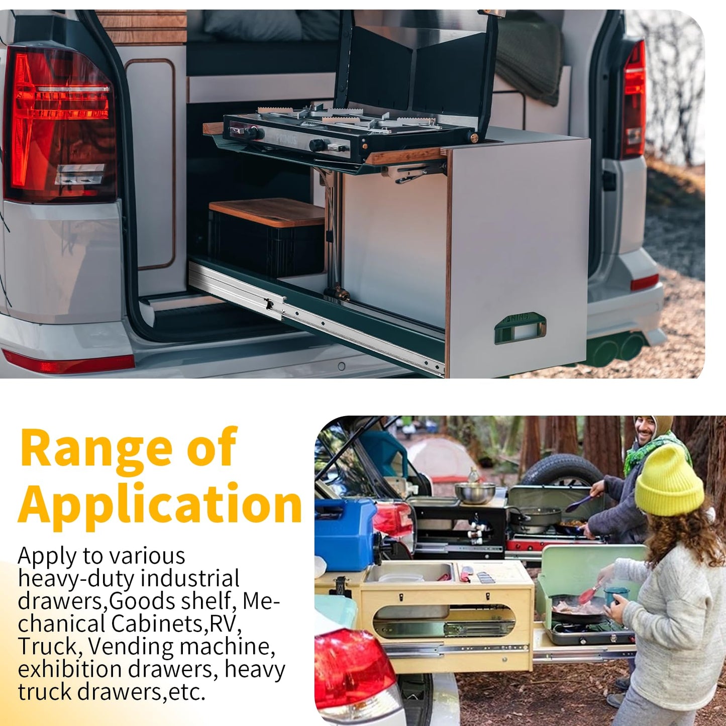 REGUDA Heavy Duty Drawer Slides Full Extension Locking Runners with Lock 16-40 Inch Side Mount Ball Bearing Rails 500 Lb (Load:500 lb - W:76mm, 22 inch)