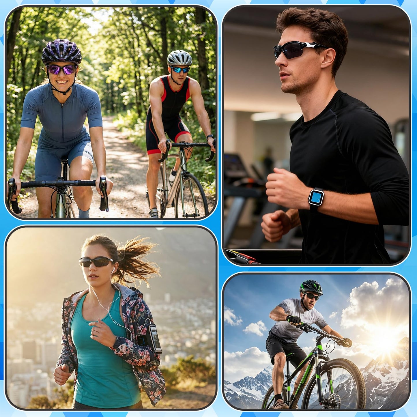 GGSTDDUP 4 Pack Polarized Sports Sunglasses for Men & Women | UV Protection Lightweight Wraparound Sunglasses for Outdoor