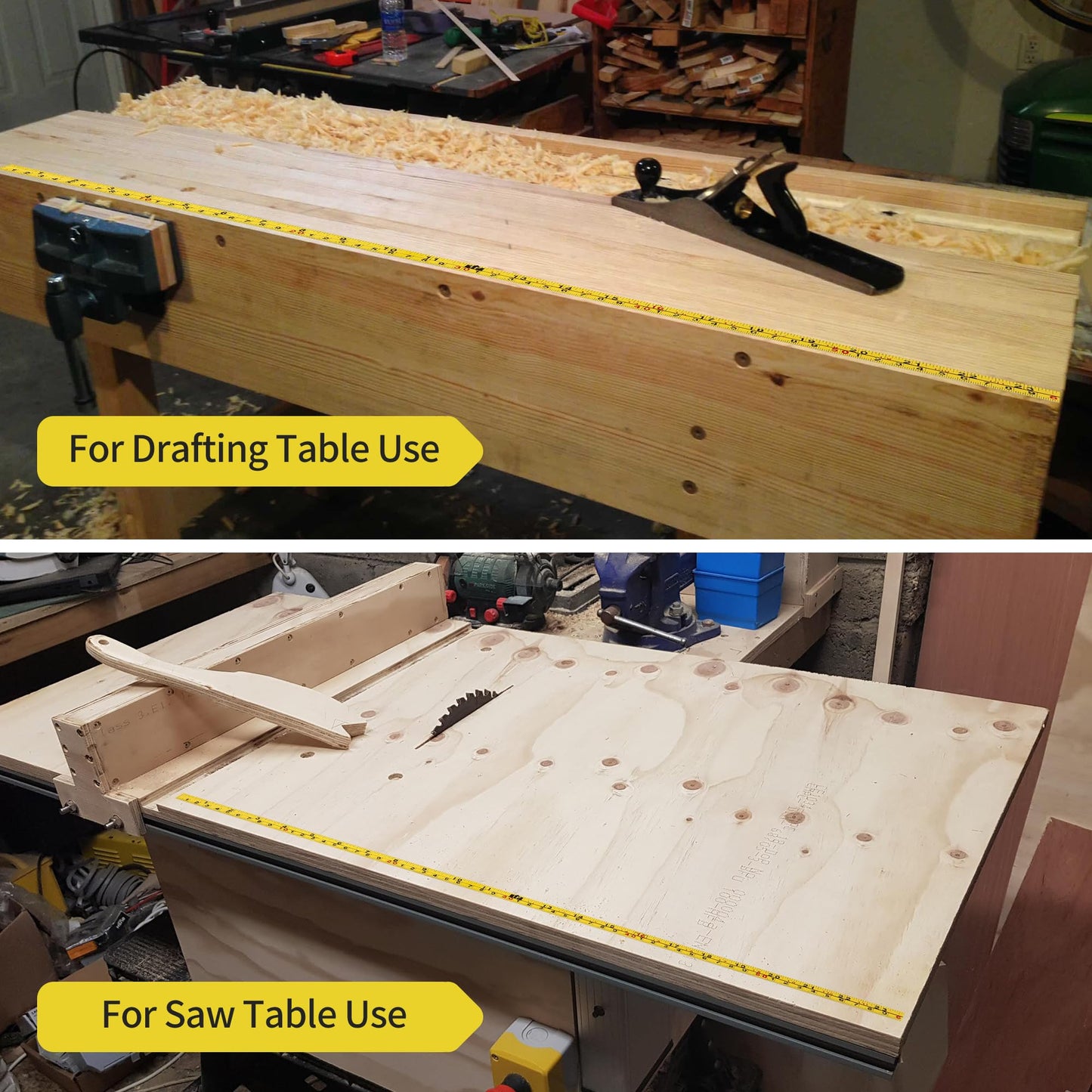 2Pcs Steel Self-Adhesive Measuring Tape, Imperial & Metric Tape Measure Sticker Ruler, Left to Right and Right to Left Stick on Tape Measure for Workbench, Woodworking, Saw & Drafting, 310cm/122Inch