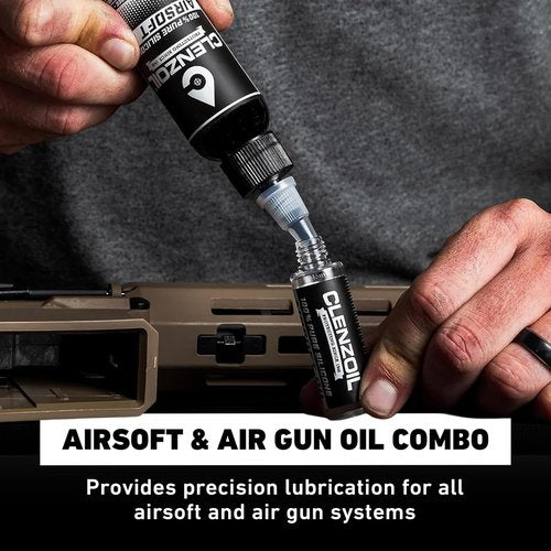 Clenzoil Airsoft & Air Gun Oil - Pure Silicone Lubrication for Air Rifles & Pistols - 2 oz Bottle & 0.5 oz Needle Oiler Combo