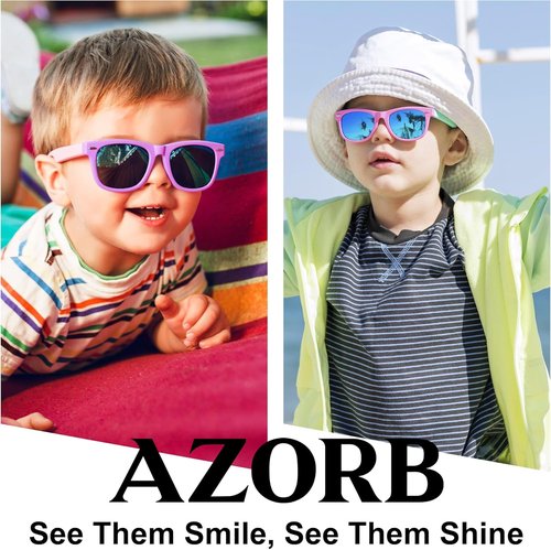 AZorb Kids Polarized Sunglasses - Flexible TPEE Rubber Frame for Ages 3-8 | 100% UV Protection