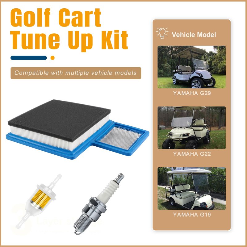 Mixopoly Golf Cart Tune Up Kit for Yamaha G16 G19 G20 G21 G22 G29/Drive Gas 1996-UP, 301cc 357cc Engine Maintenance Kit Included Air Filter JN6-E4450-01 Fuel Filter JN6-F4560-00 Spark Plug
