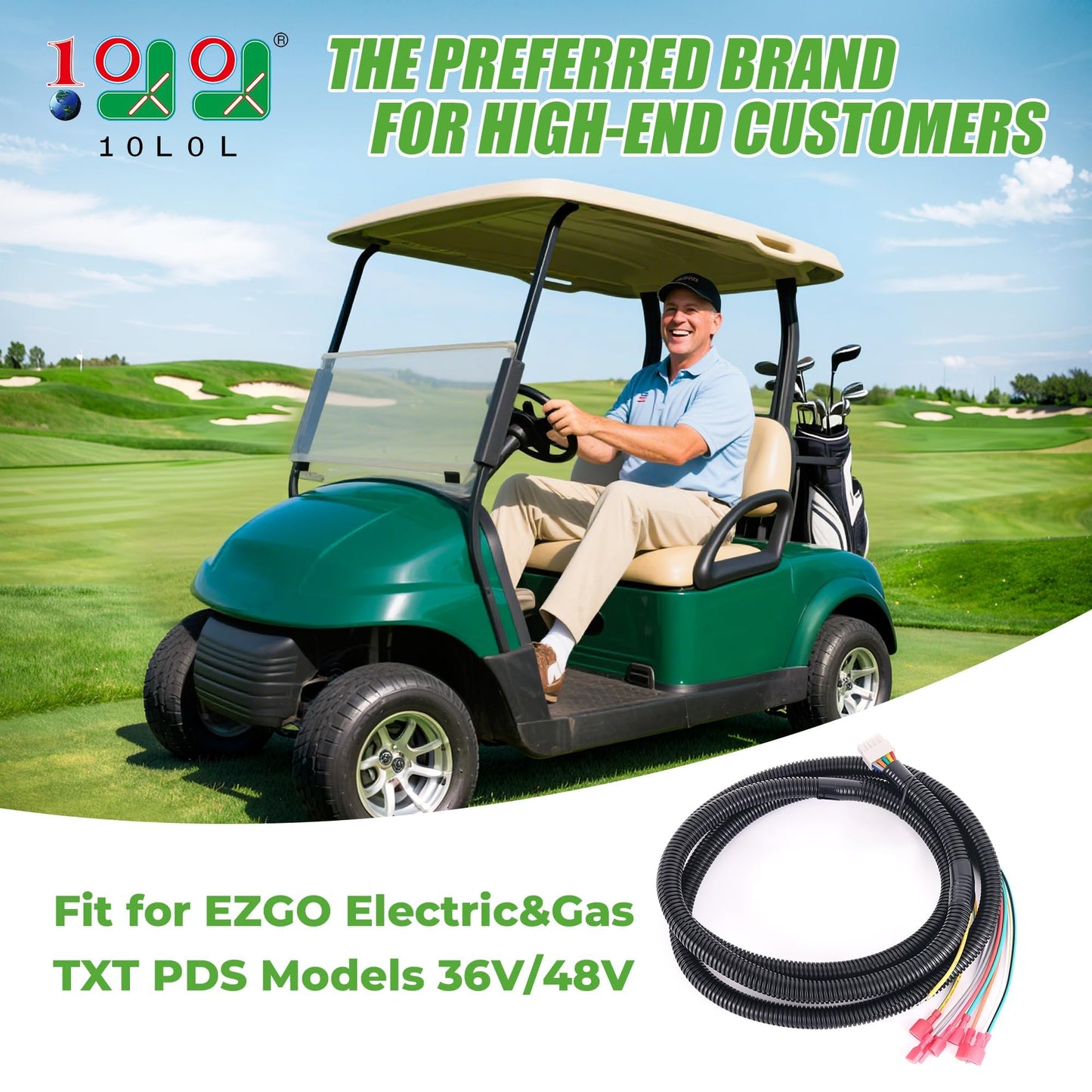 10L0L Golf Cart Control Wiring Harness for EZGO Electric & Gas TXT PDS Models 36V/48V, Replaces OEM 74324-G01 74324-G02