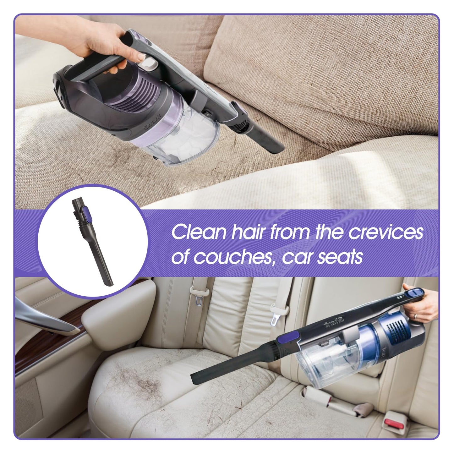 Vacuum Crevice Tool Brush Replacement Parts Compatible with Shark Pet Cordless Stick IX141 IZ462H IZ483H IZ363HT IZ361H IZ163H IZ362H Removable two-in-one Tool Brush Attachments for D-Shaped Vacuum