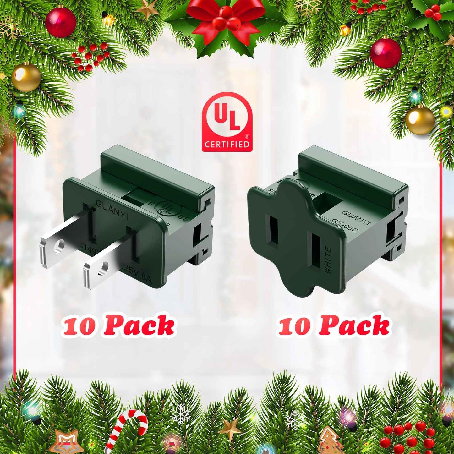 Minetom Holiday Christmas Lighting Outlet Male and Female Plug Set, Vampire Plug, Gilbert Plug, Slip Plug, Zip Plug, Green, 20 Packs (SPT-1)