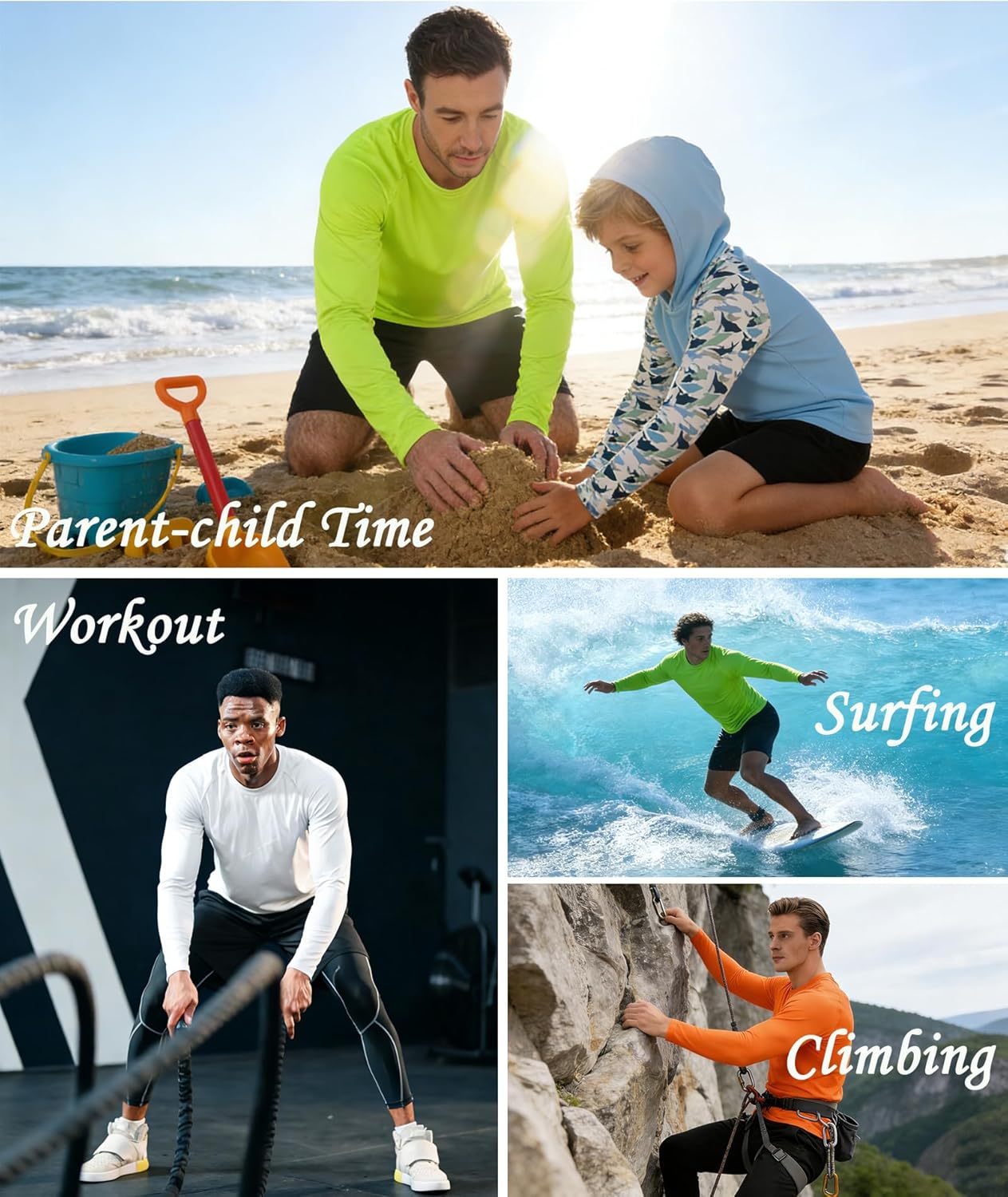 ZITY Long Sleeve Shirts for Men - UPF 50+ Sun Protection Crew Neck T-Shirts | Ideal for Hiking & Swimming