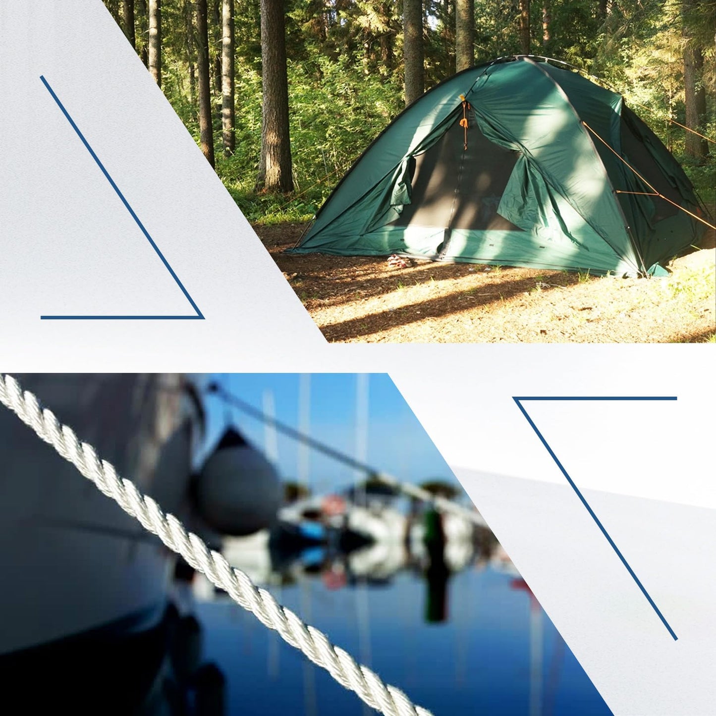 3/4 in x 150FT Gray White Blue Arborist Bull Rope Double Braid Polyester Rigging Hoisting Line High Strength Tree Rope for Rigging, Swing for Rigging Sailboat Weathered Line Tree Work