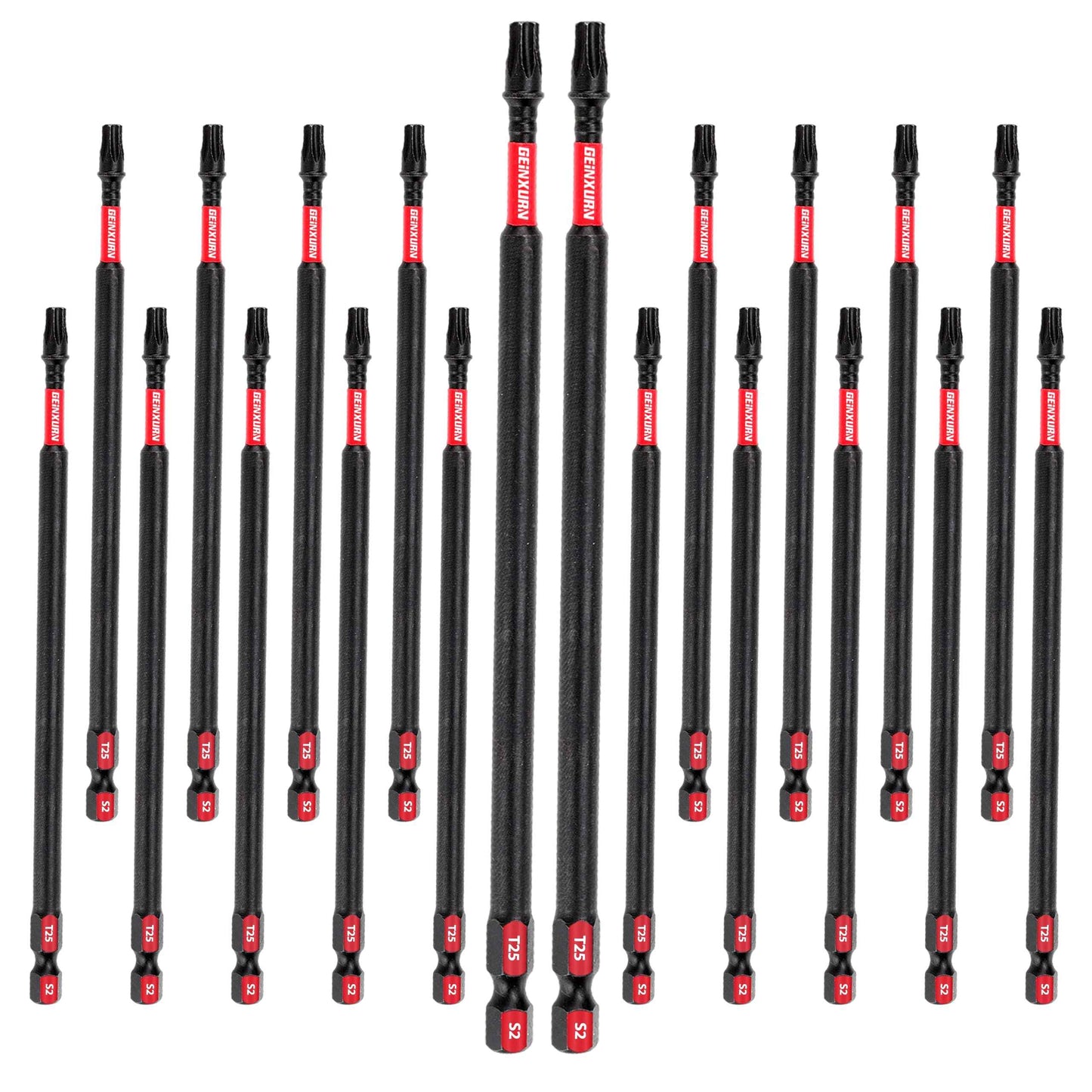 GEINXURN 20Pack Impact Tough #25 Torx 6 in. Insert Driver Bits, Magnetic T25 Head Power Bits, S2 Alloy Steel T25 Screwdriver Bits Set Bulk