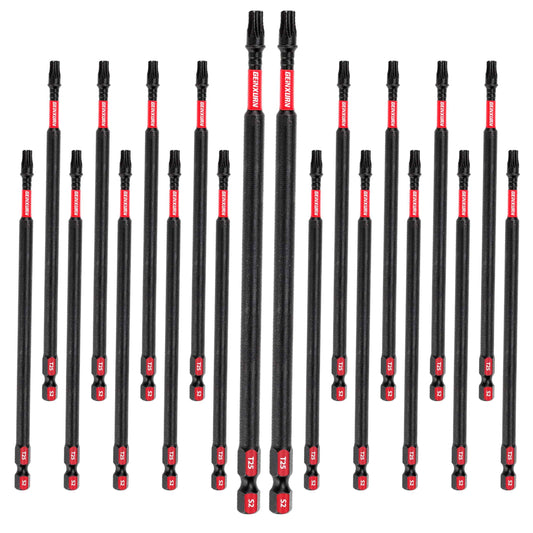 GEINXURN 20Pack Impact Tough #25 Torx 6 in. Insert Driver Bits, Magnetic T25 Head Power Bits, S2 Alloy Steel T25 Screwdriver Bits Set Bulk