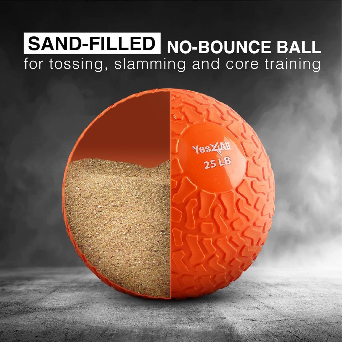 Yes4All Slam Balls - Durable 10-40lb Weighted Core Strengthening Workout Ball | PVC Sand-Filled