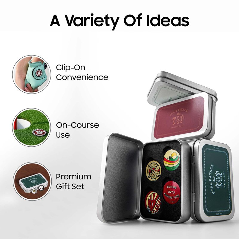 CLAPLEY GOLF Ball Markers, 0.9 Inch, Made from Stainless Steel and Oven-Cured Enamel; an Essential Accessory for Golfers, Eye-catching and Easy to Spot On The Green, Pack of 4