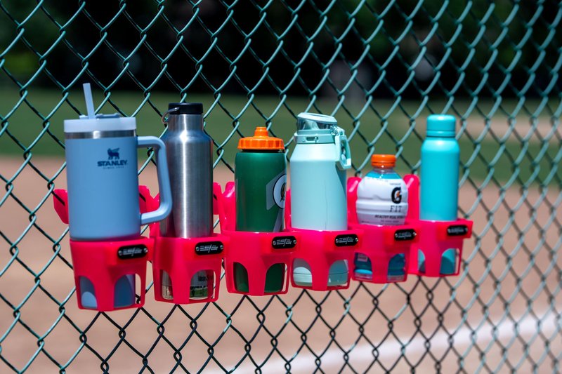Fence Cup Holder | Drink Holder for Chain Link Fence | Fits Stanley, Yeti & Gatorade | Baseball Dugout, Softball, Pickleball & Tennis | Made in USA | The Fence Buddy (Hot Pink)