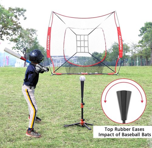 BaseGoal Baseball Tee - Adjustable Youth Batting & Softball Hitting Tee | Perfect for Teeball & Travel